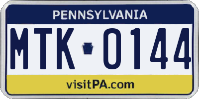 PA license plate MTK0144