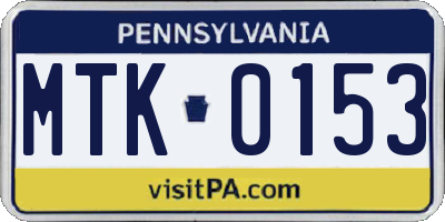 PA license plate MTK0153
