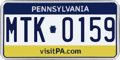 PA license plate MTK0159