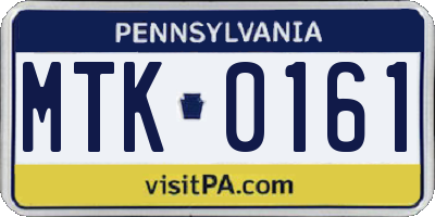 PA license plate MTK0161