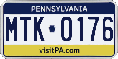 PA license plate MTK0176