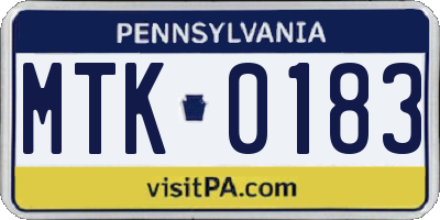 PA license plate MTK0183