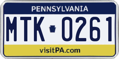 PA license plate MTK0261