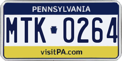 PA license plate MTK0264
