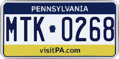 PA license plate MTK0268