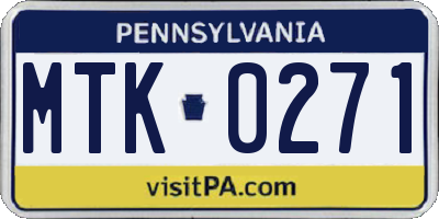 PA license plate MTK0271
