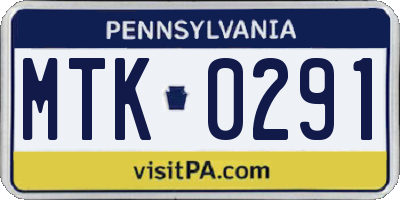 PA license plate MTK0291