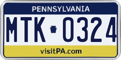 PA license plate MTK0324
