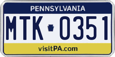 PA license plate MTK0351