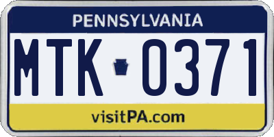 PA license plate MTK0371