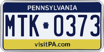 PA license plate MTK0373