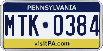 PA license plate MTK0384