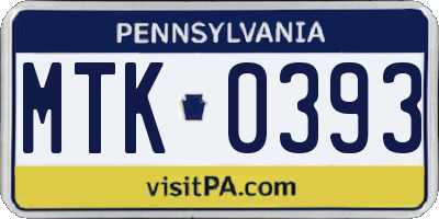 PA license plate MTK0393