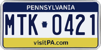 PA license plate MTK0421