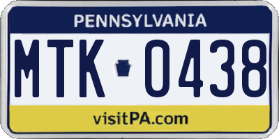PA license plate MTK0438