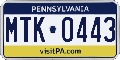 PA license plate MTK0443