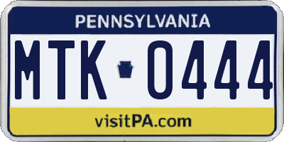 PA license plate MTK0444