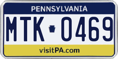 PA license plate MTK0469
