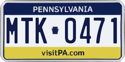 PA license plate MTK0471