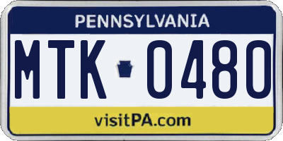 PA license plate MTK0480
