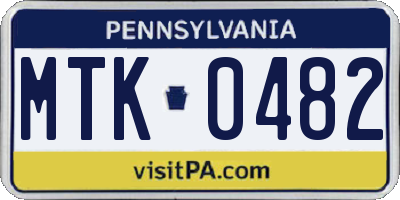 PA license plate MTK0482