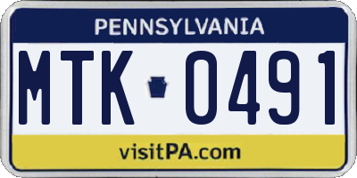 PA license plate MTK0491