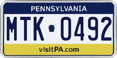 PA license plate MTK0492