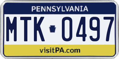 PA license plate MTK0497