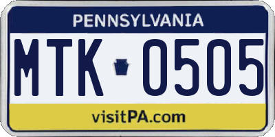 PA license plate MTK0505