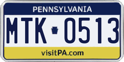 PA license plate MTK0513