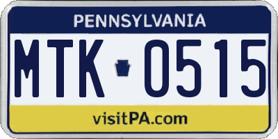 PA license plate MTK0515