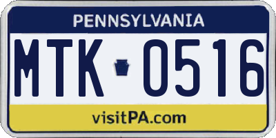 PA license plate MTK0516