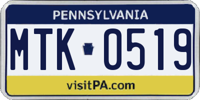 PA license plate MTK0519