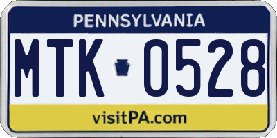 PA license plate MTK0528