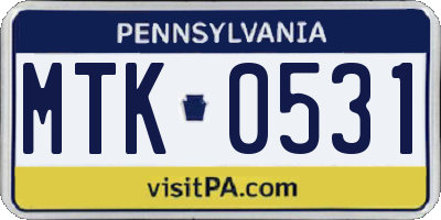PA license plate MTK0531