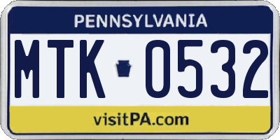 PA license plate MTK0532