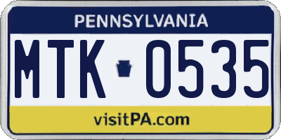 PA license plate MTK0535