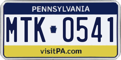 PA license plate MTK0541
