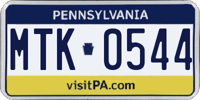 PA license plate MTK0544