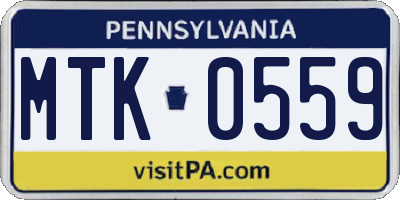 PA license plate MTK0559