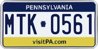 PA license plate MTK0561