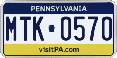 PA license plate MTK0570