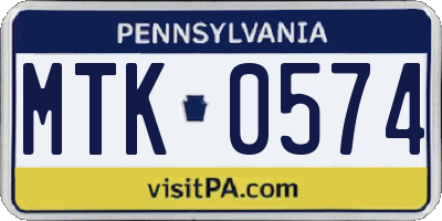 PA license plate MTK0574