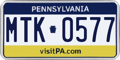 PA license plate MTK0577
