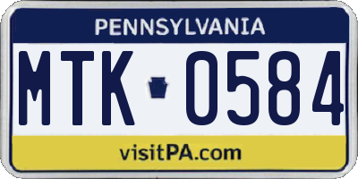 PA license plate MTK0584