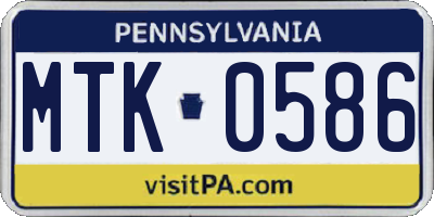 PA license plate MTK0586