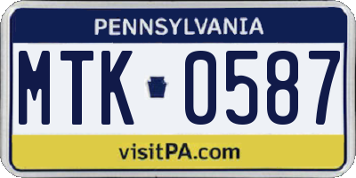 PA license plate MTK0587