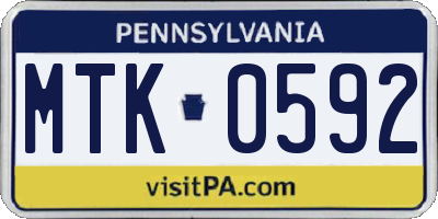 PA license plate MTK0592