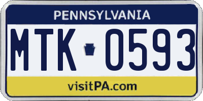 PA license plate MTK0593