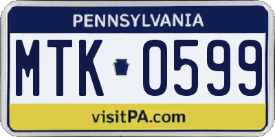 PA license plate MTK0599